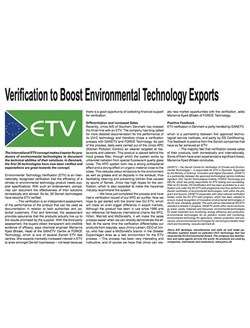 Verification to Boost Environmental Technology Exports